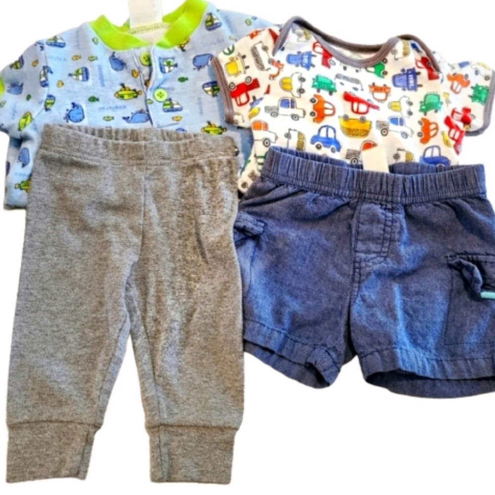 LOT OF 4 PIECES MIX N MATCH BOYS CLOTHES SIZE 6 MONTHS